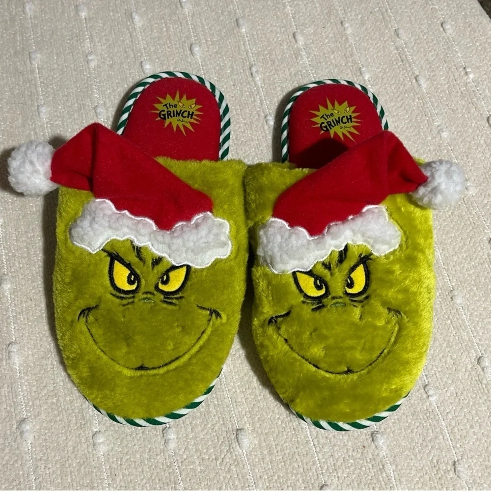 Dr. Seuss The Grinch Christmas Boys/ Girls House Slippers Size 7-8